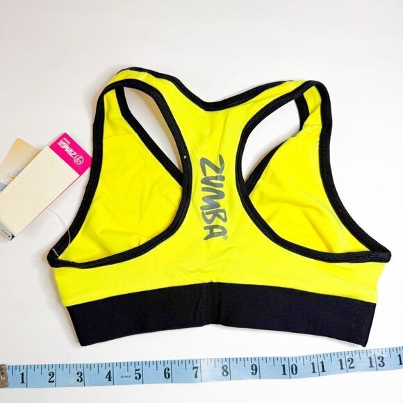 Zumba NWT! Women's Flash V-Bra Top Lemon Yellow Size XS - Picture 3 of 5